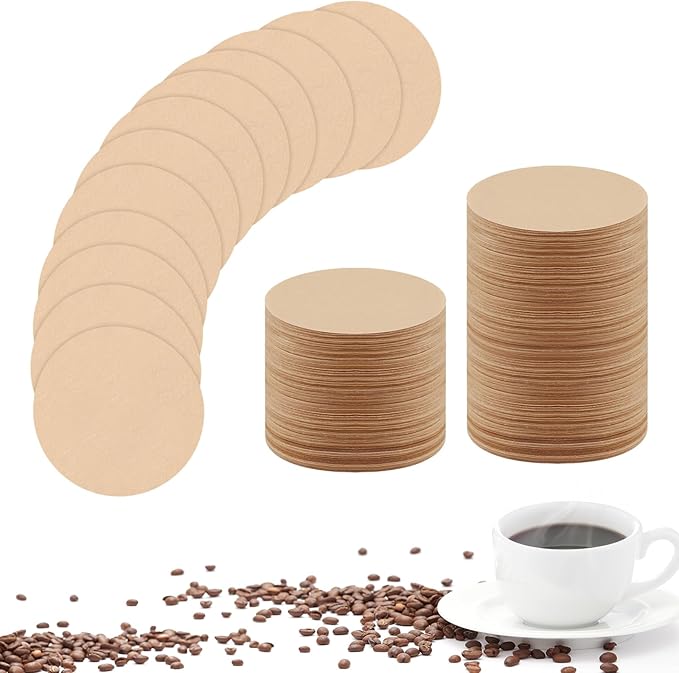 800Pcs Replacement Filter Paper Unbleached Natural Round Coffee Filter Coffee Accessories Compatible with Aerobie Aeropress Coffee, Espresso Makers, 1 Box