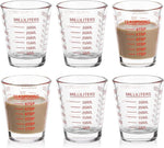 Load image into Gallery viewer, Shot Glasses Measuring Cup Set 6 Pack Espresso Shot Glasses Liquid Heavy Glass 26-Incremental Measurement 1 OZ,2 TBS,6 TSP,30 ML Kitchen Tools(Red)