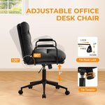 Load image into Gallery viewer, Furniliving Leather Home Desk Chair, Comfortable Executive Office Chair with Wheels, Ergonomic Computer Task Chair Adjustable Height, Black