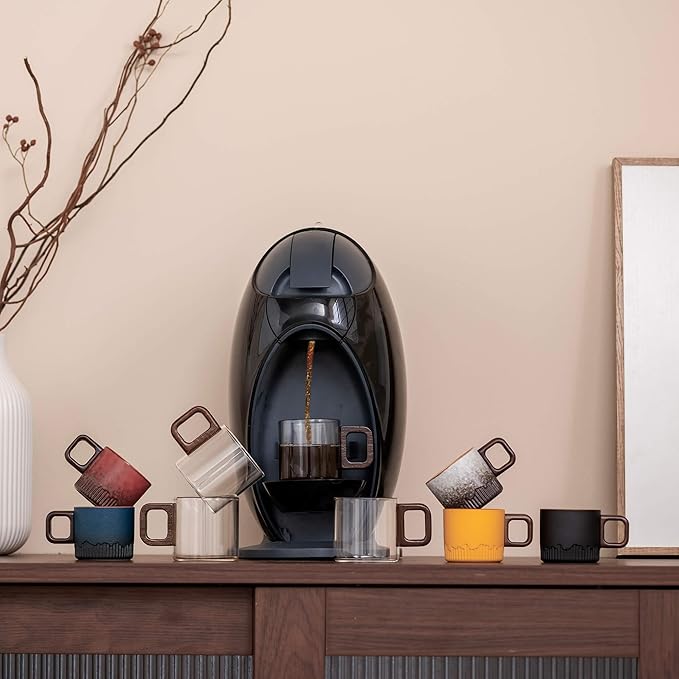 Espresso Cups Set of 4, 4 oz Espresso Cups, Espresso Shot Glasses with Handle for Coffee or Tea (Clear)