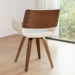 Load image into Gallery viewer, LUNLING Swivel Accent Faux Leather Dining Chairs, Mid Century Modern Chairs with Wooden Legs/Armrest/Upholstered Seat/Adjustable Foots for Kitchen Dining Room Desk Chairs,Beige,1PCS