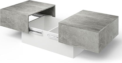 Modern Coffee Table with Large Storage for Living Room, Farmhouse Living Room Center Table Mesas De Centro para Salas Modernas Nesting Tables for Reception Room, Grey