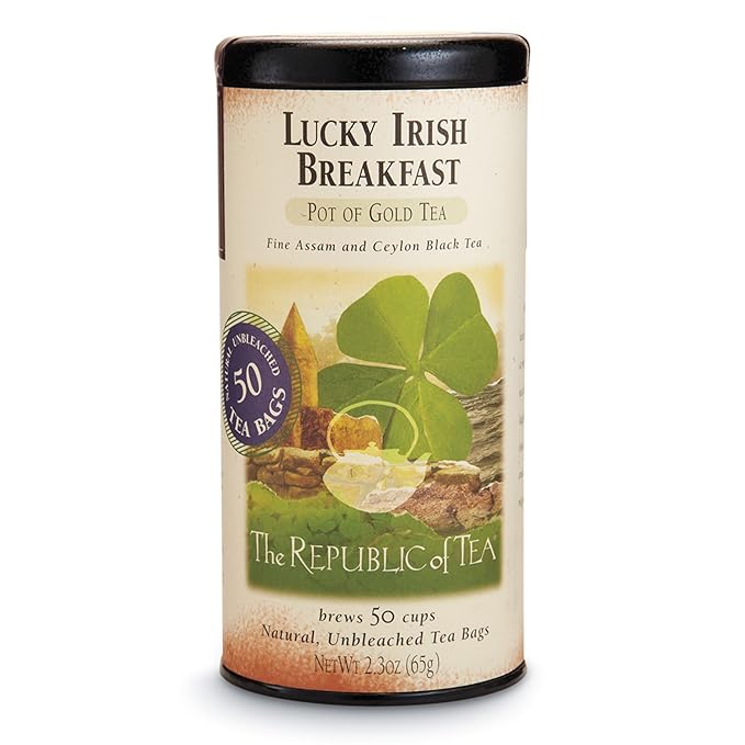 The Republic of Tea – Lucky Irish Breakfast Black Tea Bags, Naturally Caffeinated, 50 Servings