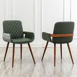 Load image into Gallery viewer, LUNLING Mid Century Modern Faux Leather Dining Chairs Set of 4,Green Upholstered Seat,Metal Legs,Adjustable Foot for Kitchen Dining Room Desk Chairs