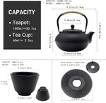 Load image into Gallery viewer, Big Cast Iron Teapot, Japanese Tetsubin Tea Kettle for Stovetop Safe, Cast Iron Teapot with Stainless Steel Infuser for Loose Tea and a Fully Enameled Interior (1500ml Tea Set with Cups)