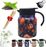 Load image into Gallery viewer, Infinite Tea Pot with Infuser, 316 Stainless Steel Infinite Vintage Floral Pattern Teapot Built-In Infuser, One-Handed Pour, Detachable Infinity Tea Pot Kettle for loose tea (Purple plastic, 28Oz)