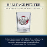 Load image into Gallery viewer, Heritage Pewter Elephant Square Shot Glass | Hand-Sculpted 1.5 Ounce Shot Glass | Intricately Crafted Metal Pewter Inlay