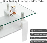 Load image into Gallery viewer, Glass Coffee Table Rectangle Living Room Center Table, with Transparent Tempered Glass Tabletop and White MDF Layer,for Living Room and Office, Transparent +White