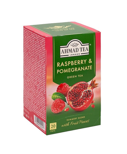 Ahmad Raspberry & Pomegranate Flavoured Green Tea with Fruit Pieces 20 Bags