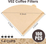 Load image into Gallery viewer, 100 Count Pour Over Coffee Filters Paper, Size 02 Natural Brown Coffee Filters Cone, V02 Unbleached Disposable Paper Filters Compatible with Pour Over and Drip Coffee Maker(2-4 Cups)