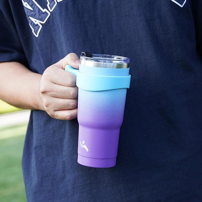 20 oz Tumbler with Handle and 2 Straw 2 Lid, Insulated Water Bottle Stainless Steel Vacuum Cup Reusable Travel Mug,Ocean Dream