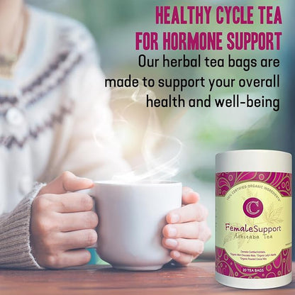 Dr. Cowan’s Garden Organic Ashitaba Tea - 20 Teabags - Female Support Hormone Balance - Supports Periods & PMS, Healthy Cycle Tea with Mint Chocolate Maté, Lady’s Mantle, & Ashitaba Herbs Grown in USA