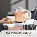 Load image into Gallery viewer, Hazel Quinn Electric Kettle - 1.7 Liters (57oz) Stainless Steel Water Kettle, BPA-Free Interior, 1200W Fast Boiling, Cordless, Rotational Base, Automatic Shut Off &amp; One-Touch LED - Pearl White