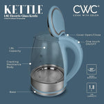 Load image into Gallery viewer, COOK WITH COLOR Electric Tea Kettle, 1.8L Cordless Hot Water Boiler, 1200W Rapid Boil, Auto Shutoff &amp; Boil Dry Protection, BPA-Free, Sleek Countertop Design, Slate Blue