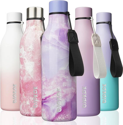 BJPKPK Insulated Water Bottles, 25 oz Stainless Steel Metal Water Bottle with Strap, BPA Free Leak Proof Jugs, Mugs, Flasks, Reusable Thermal Flasks for Sports & Travel, Dawn