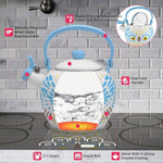 Load image into Gallery viewer, Whistling Tea Kettle for Stove Top Enamel on Steel Teakettle, Supreme Housewares Owl Design Teapot Water Kettle Cute Kitchen Accessories Teteras (2.1 Quart, Owl)