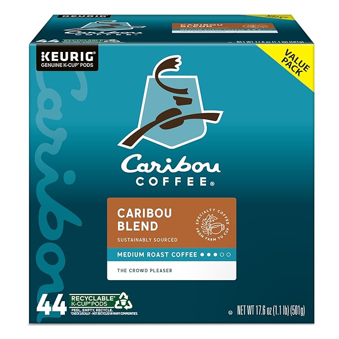 Caribou Coffee Caribou Blend Keurig Single-Serve K-Cup Pod, Medium Roast Coffee, 44 Count(Pack of 1)