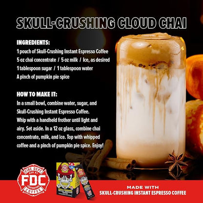 Fire Department Coffee - Skull Crushing Instant Espresso Coffee - Instant Coffee Packets Single Serve - Gives Back to Firefighters - Veteran Owned - Enjoy Hot or Cold (Pack of 30)