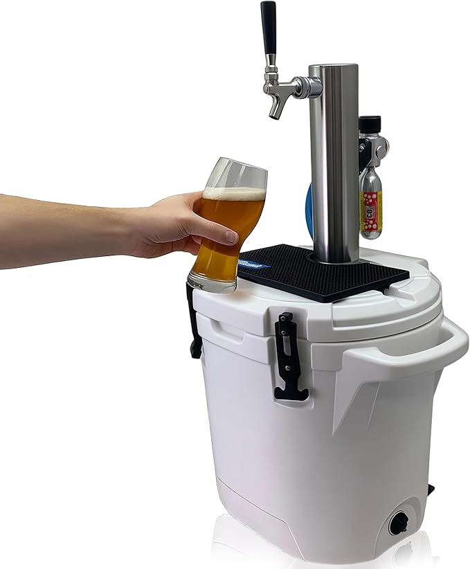 Coldbreak ColdOne Non-Electric Portable Kegerator, 2 Gallon Refillable Keg for Craft Beverages, CO2 Regulator with Stainless Steel Parts, Easy to Fill and Clean, Cold for 5 Days, Made in USA
