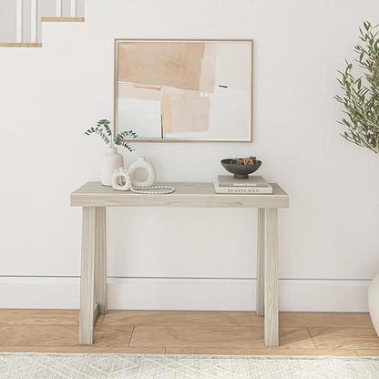 Plank+Beam Solid Wood Console Table, 46.25 Inch, Sofa Table, Narrow Entryway Table for Hallway, Behind The Couch, Living Room, Foyer, Easy Assembly, Coastal White