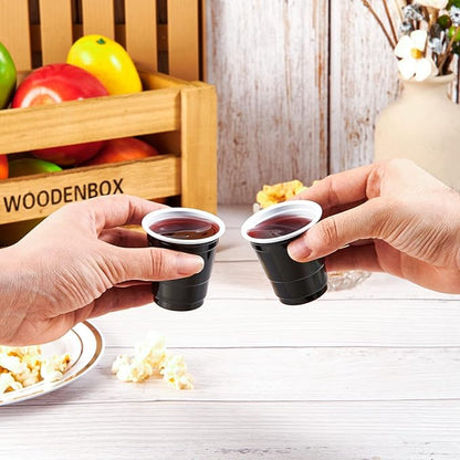 Lilymicky 600 PACK 2 oz Plastic Shot Glasses, Mini Black Disposable Shot Cups for Parties, Carnivals, and Any Events