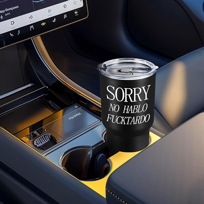 COMOOO Sorry No Hablo Fuctardo 30oz Travel Tumbler, Funny Gift for Men Women Friends Brother Dad Sister Co-workers Colleague Employee, Insulated Stainless Steel