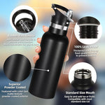 Load image into Gallery viewer, Volhoply 17oz Kids Insulated Water Bottle,Stainless Steel Water Bottles with Straw Lid,Double Wall Vacuum Metal Cups Water Bottle,Reusable Sports Water Flask Keep Hot &amp; Cold for School (Black,1 Set)