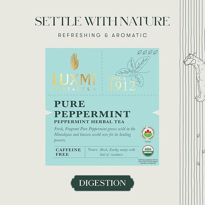 Luxmi Estates Purely Peppermint 25gm Tin | USDA Certified Organic Herbal Tea | Mint Tea Best for Night Time