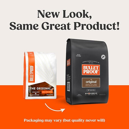 Bulletproof Original Medium Roast Whole Bean Coffee, 5 Pounds (bulk), 100% Arabica Beans, Clean Coffee Tested for Toxins, Packaging May Vary