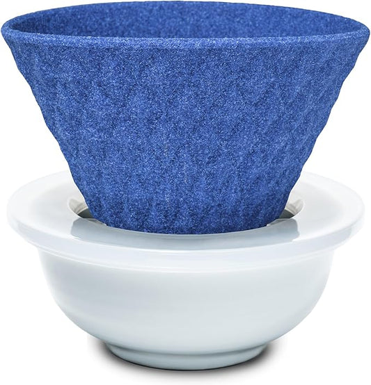 Ceramic Reusable Coffee Filter Pour Over Dripper Paperless Sustinable ekubo 1-4 Cup Made in Japan (Blue)