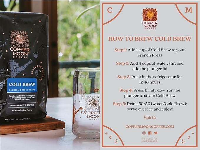 Copper Moon Ground Coffee, Medium Roast, Cold Brew Special Blend, 32 Oz