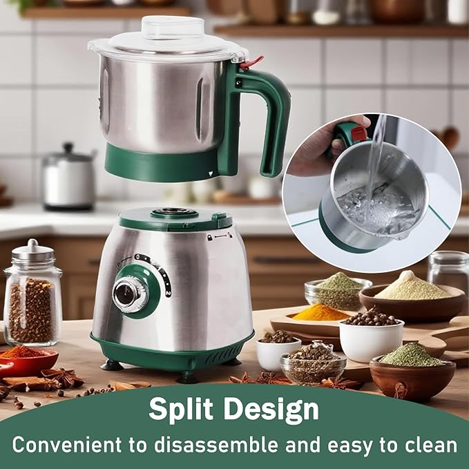 Electric Grinder for Kitchen - 500W Grain Mill with 3 Stainless Steel Blades, Versatile Spice Grinder for Coffee, Grinding Spices, Bean, Grains, Nuts (Green)