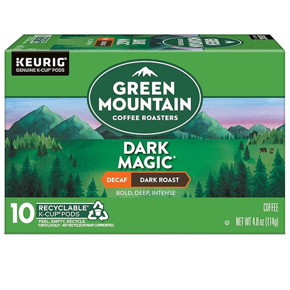 Green Mountain Coffee Dark Magic Decaf, Keurig Single Serve K-Cup Pods, Dark Roast Coffee, 60 Count, (6 Packs of 10)