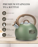 Load image into Gallery viewer, Tea Kettle Stovetop, 2.7 Quart Stove Top Whistling Tea Kettle, Teapot Kettles with Food Grade Stainless Steel and Wood Pattern Handle, Suitable for All Heat Sources