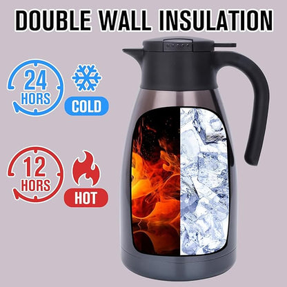 GiNT 2.2L / 74Oz Thermal Coffee Carafe, Insulated Stainless Steel Coffee Carafes for Keeping Hot/Double Walled Vacuum Thermal Carafe (Purple)