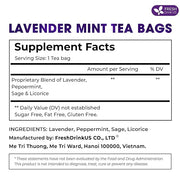 FreshDrinkUS, Premium 55 Tea Bags Lavender Mint Tea, 100% Natural, Blend of Lavender, Peppermint, Sage and Licorice. Made with Natural Material Tea Bags. No Sugar, No Caffeine, Vegan.