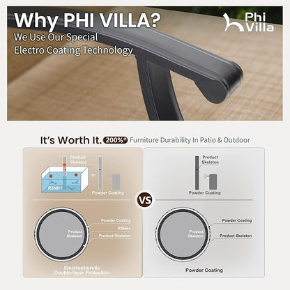 PHI VILLA Outoor Swivel Bar Stools Set of 6 with Armrest and Backrest, 30" Seat Height High Top Bar Height Patio Chairs, Brown Textilene Fabric