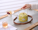 Load image into Gallery viewer, Antique Ceramic Teapot Coffee Pot with Infuser, 400ml (1-2 cups) Small Porcelain Tea Pots for Loose Leaf Tea, with Removable Stainless Steel Strainer and Lid for Gift (Yellow(Handle))