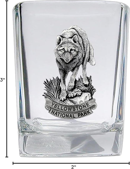 Heritage Pewter Moose Square Shot Glass | Hand-Sculpted 1.5 Ounce Shot Glass | Intricately Crafted Metal Pewter Inlay