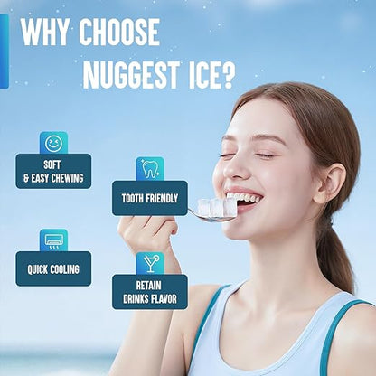 Nugget Ice Maker Countertop, 40lbs/24H Soft Chewable Pellet Ice Machine with Self-Cleaning, Sonic Ice Maker for Home Kitchen, Office - Black Stainless