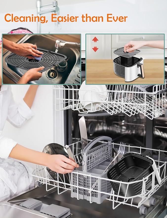 Air Fryer, ALLCOOL Airfryer Oven 8QT Large Air Fryer 1700W 8-in-1 with Touch Screen Air Fryers Dishwasher Safe Nonstick Tray Freidora de Aire 32 Recipes BPA & PFOA Free White Air Fryer