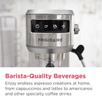 Load image into Gallery viewer, Frigidaire Steam Espresso Maker, Coffee Machine with Milk Frother &amp; Cup Warmer, 20 Bar Pressure, 34 oz Removable Water Tank, Single or Double Shot, Stainless Steel