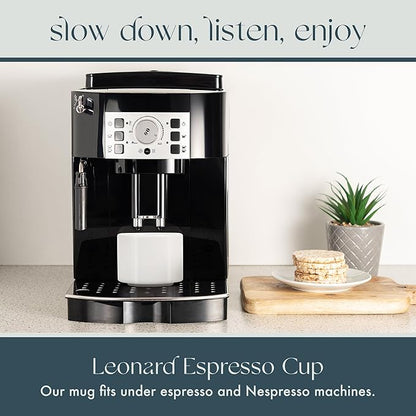 Folk Ceramics Leonard Ceramic Espresso Cups | Modern Stackable Demitasse Mugs for Espresso | Thick Walled, Handleless, Durable, Dishwasher & Microwave Safe | Set of 2, 3oz | Whisper White