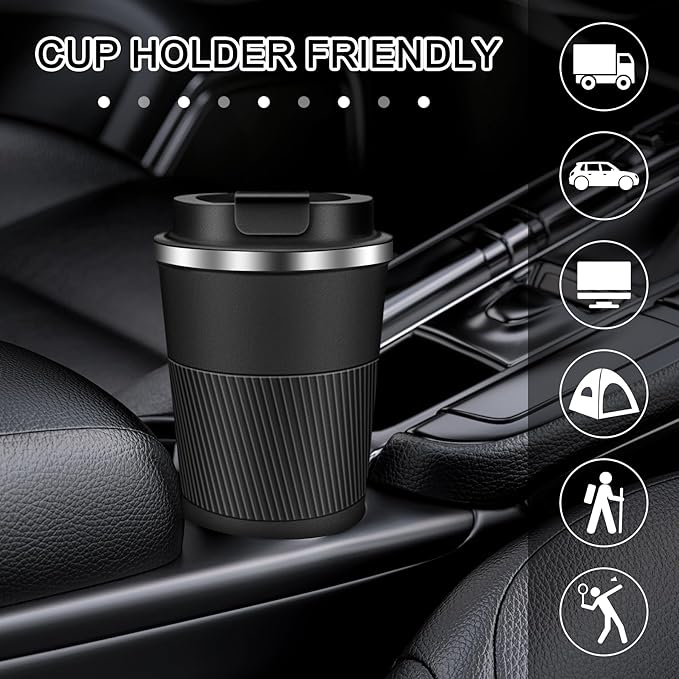 Coffee Travel Mug 12 oz & 17 oz Insulated Coffee Mug with Lid Portable Spill-Proof Coffee Travel Mug No Handle Reusable Stainless Steel Mug Keeps Cold and Hot Suitable for Car, Daily, Travel and Gifts