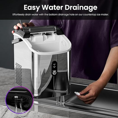 Kismile Nugget Ice Makers Countertop, Portable Sonic Ice Machine with Self-Cleaning/One-Click Operation for Home/Office(Silver)
