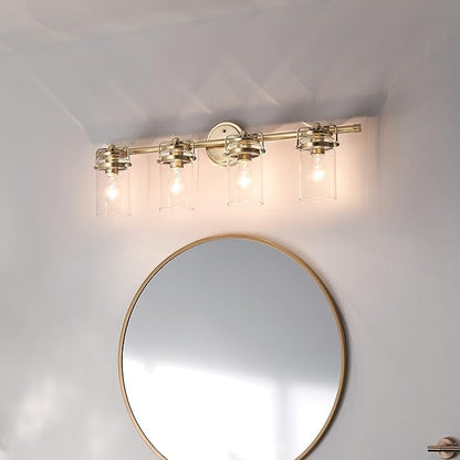 Kichler Brinley 4 Light Vanity Light with Clear Glass in Champagne Bronze, (32.5" W x 10.25" H), 45690CPZ