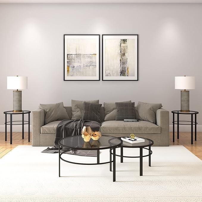 Henn&Hart 20" Wide Round Side Table in Blackened Bronze, Table for Living Room, Bedroom