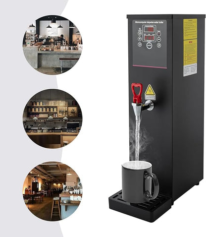 110V 2500W Commercial Milk Frother,Automatic Steam Boiling Water Machine with LED Display, 15L/3.96gal Boiling Water Frothing Machine Milk Foam Maker for Espresso Coffee