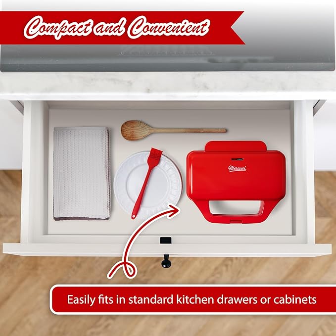 Mini Waffle Maker for Kids, Small Non-Stick Waffle Iron, Makes 8 x 2" Thin Waffles, Easy to Use, Waflera Electrica, Recipes Included