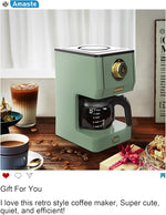 Load image into Gallery viewer, Amaste Drip Coffee Maker, Coffee Machine with 25 Oz Glass Coffee Pot, Retro Style Coffee Maker with Reusable Filter &amp; Three Brewing Modes, 30minute-Warm-Keeping, Matcha Green
